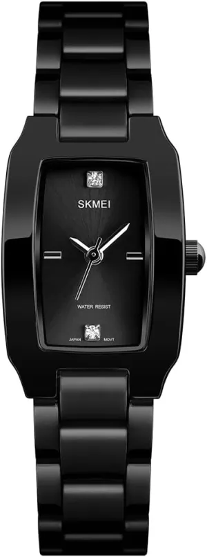 SKMEI Watches for Women Ladies Female Diamond Rose Gold Square Stainless Luxury Fashion Small Slim Analog Quartz Waterproof Dress Casual Simple Wife Girls Gifts Wrist Watch