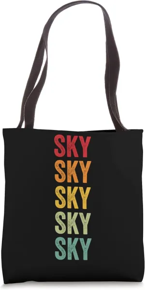 Sky Rainbow Repetition of Sky Name Text Tote Bag