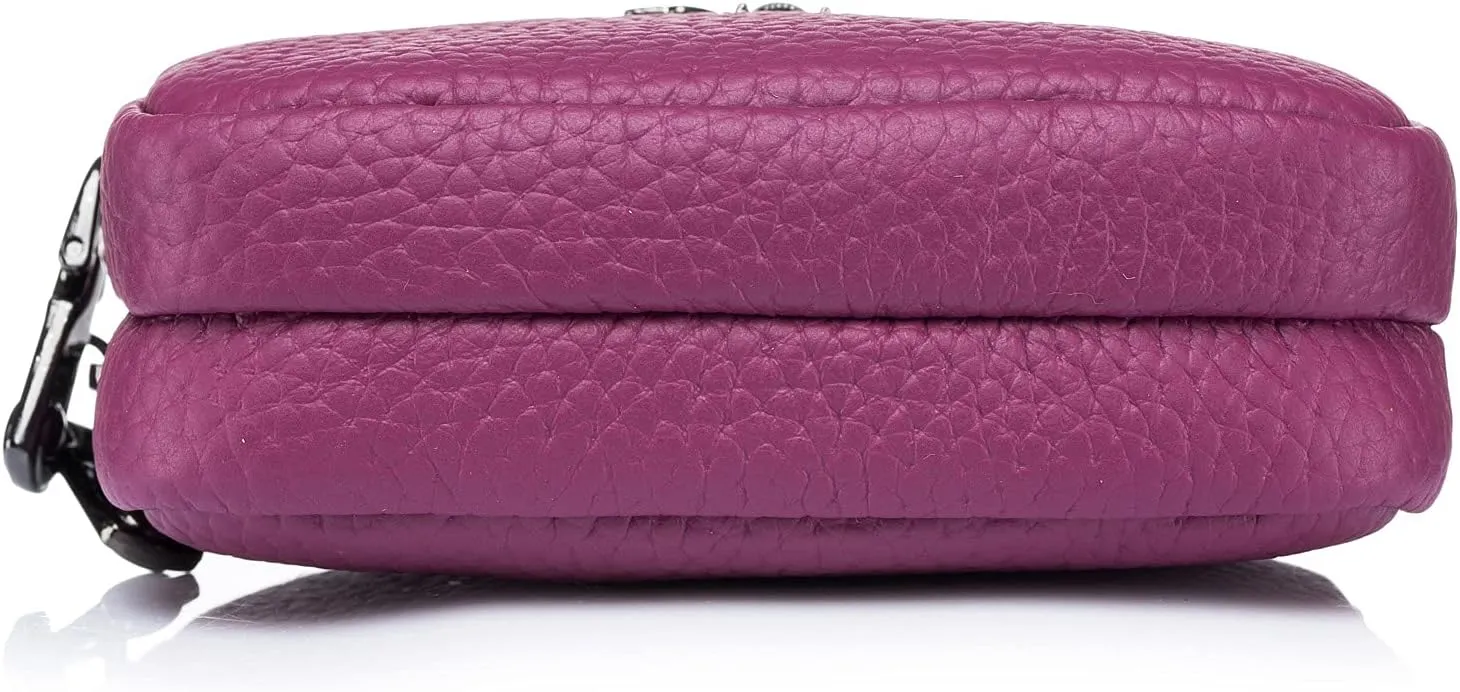 Small Coin Purse For Women Leather Change Pouch Card Holder Wallet Zipper (Purple)