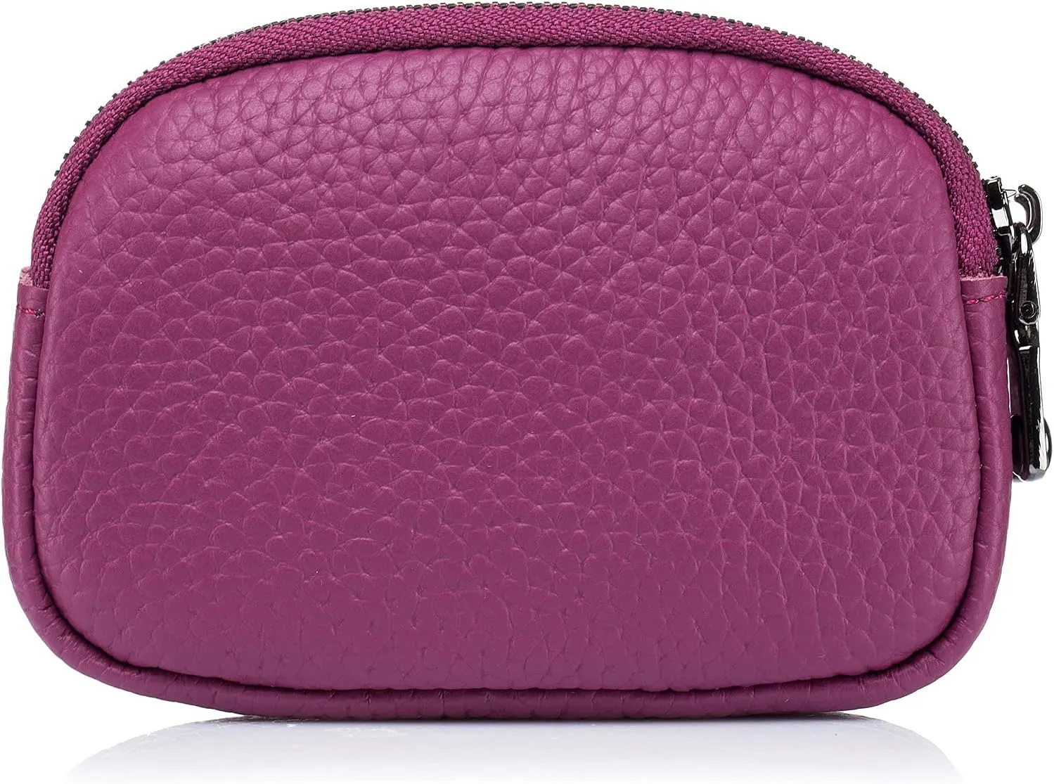Small Coin Purse For Women Leather Change Pouch Card Holder Wallet Zipper (Purple)