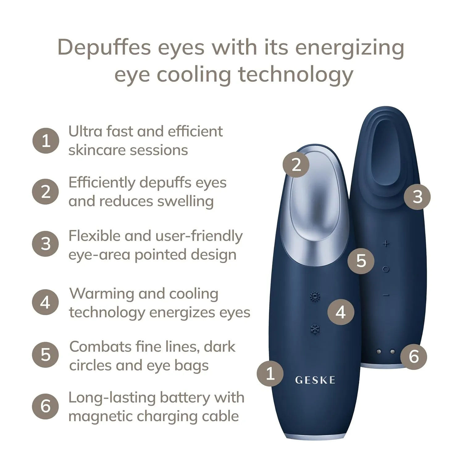 SmartAppGuided™ Warm & Cool Eye Energizer | 6 in 1 | Heated Eye Massager | Combat Dark Circles & Under-Eye Bags | Refresh Droopy Eyelids | Anti-Stress & Relaxation | Sonic Massaging