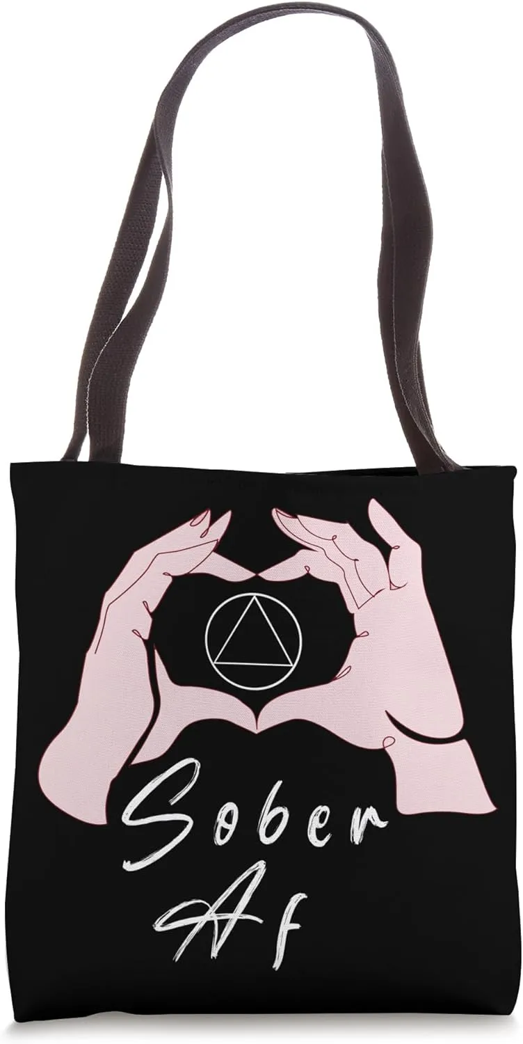 Sobriety Heart Sign 12 Step Recovery Narcotics Anonymous Tote Bag
