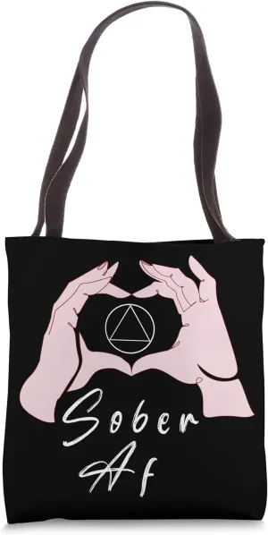 Sobriety Heart Sign 12 Step Recovery Narcotics Anonymous Tote Bag