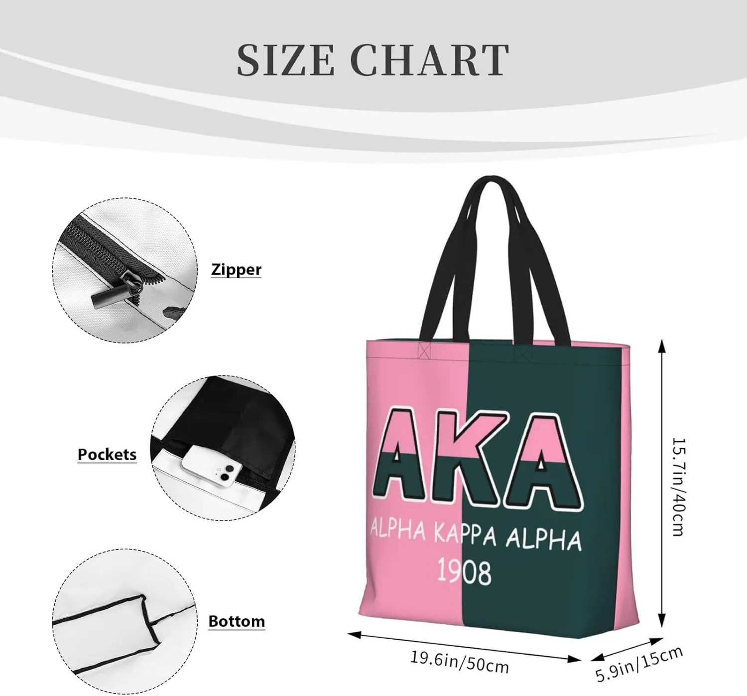 Sorority Gifts Canvas Tote Bag Reusable Shopping Tote for Women Travel Work Beach Bag Grocery Bags
