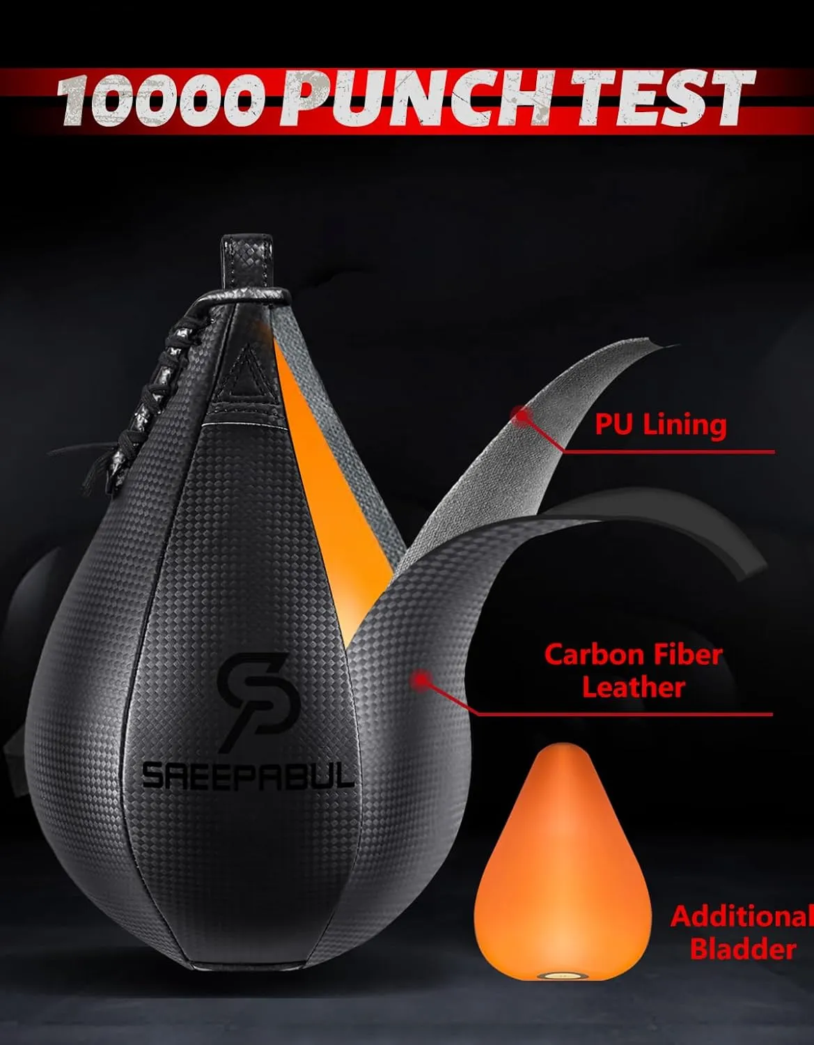 Speed Bag,Speed Bag for Boxing,PU Leather Reflex Training Pear Shaped Punching Bag,Fast Reaction Skills Development Perfect for Kids Teens Adults Boxing Coaches