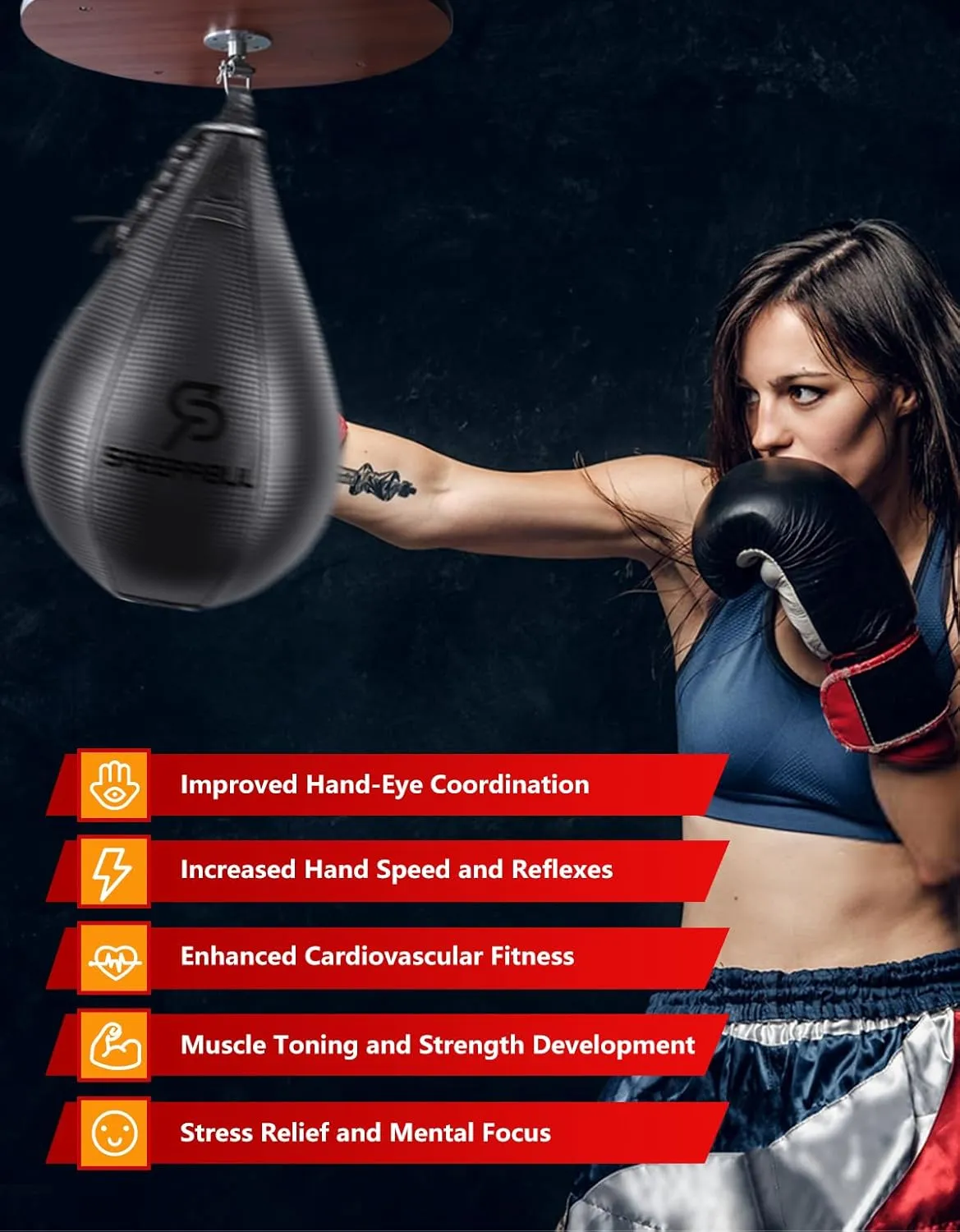 Speed Bag,Speed Bag for Boxing,PU Leather Reflex Training Pear Shaped Punching Bag,Fast Reaction Skills Development Perfect for Kids Teens Adults Boxing Coaches