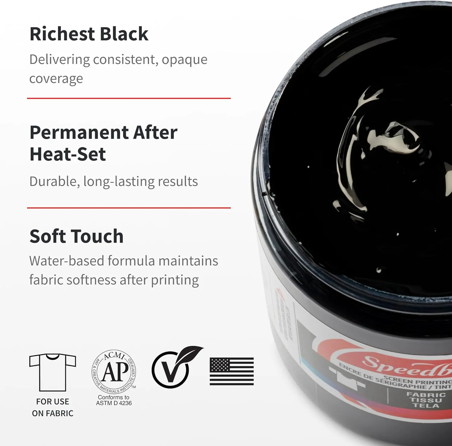 Speedball 4600 Fabric Screen Printing Ink, 32 fl oz., Black
