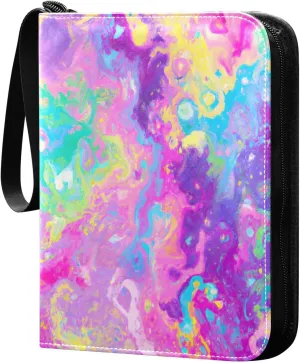 Splatter Paint Card Binder 4-Pocket, 400 Pockets Trading Cards Holder Games Card Albums Storage Organizer Case for Football, Baseball Cards