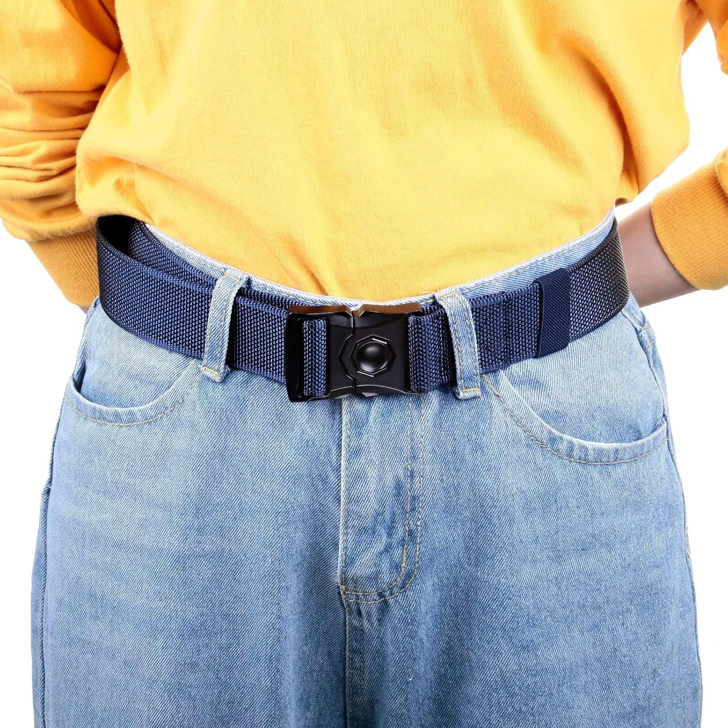 Sportmusies Tactical Belt for Men Nylon Webbing Belt with Heavy-Duty Quick-Release Buckle