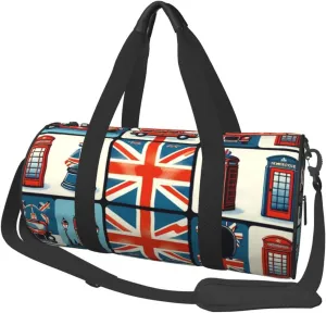 Sports Duffel Bag London-British-Pattern Foldable Travel Tote Bag Weekender Sleepover Carry On Bag