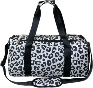 Sports Gym Bag Dance Bag Nylon Bag for Traveling Weekender Overnight Bag with Wet Pocket And Shoes Compartment (leopard print)