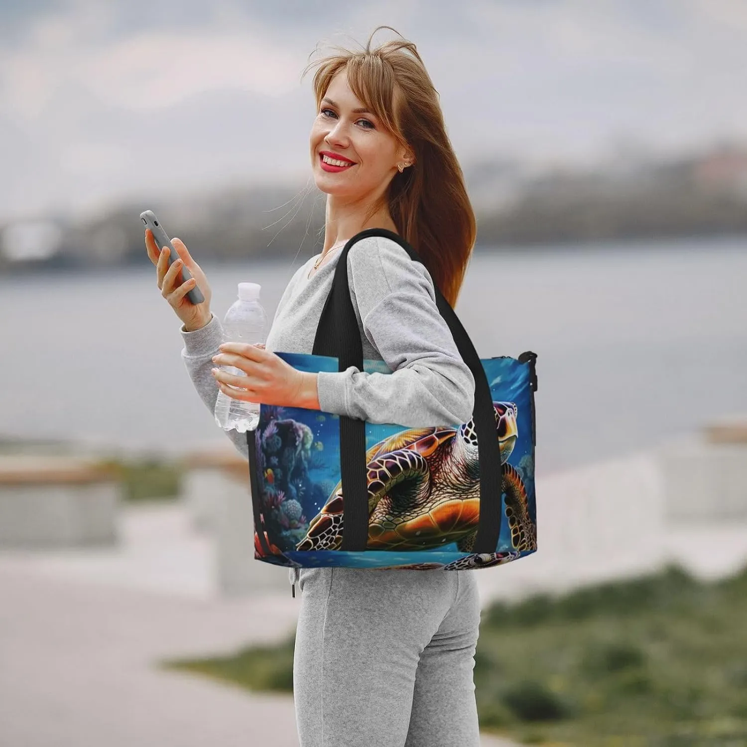 Sports Gym Bag for Women Men Travel Duffel Bag Tote Weekender Bag Carry on Overnight Bag for Travel Swimming Fitness Workout Sports Sea Turtles Diamond Painting Duffle Bag