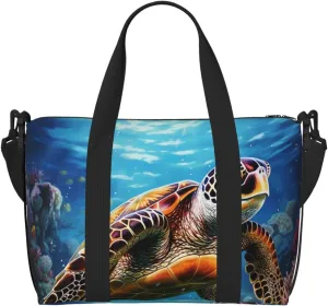 Sports Gym Bag for Women Men Travel Duffel Bag Tote Weekender Bag Carry on Overnight Bag for Travel Swimming Fitness Workout Sports Sea Turtles Diamond Painting Duffle Bag