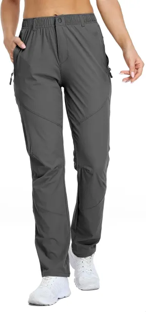 SPOSULEI Womens Summer Lightweight Pants Outdoor Nylon Quick Dry Travel Golf Hiking Sweatpants with Zipper Pockets