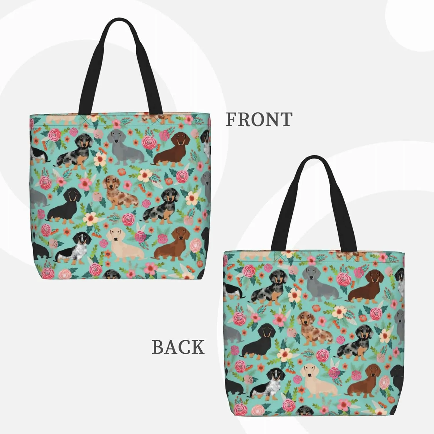 SSIMOO Dog Floral Trendy Fashion Shopping Bags,Zippered Convenience Bag,Shopping Tote And Shoulder Bag