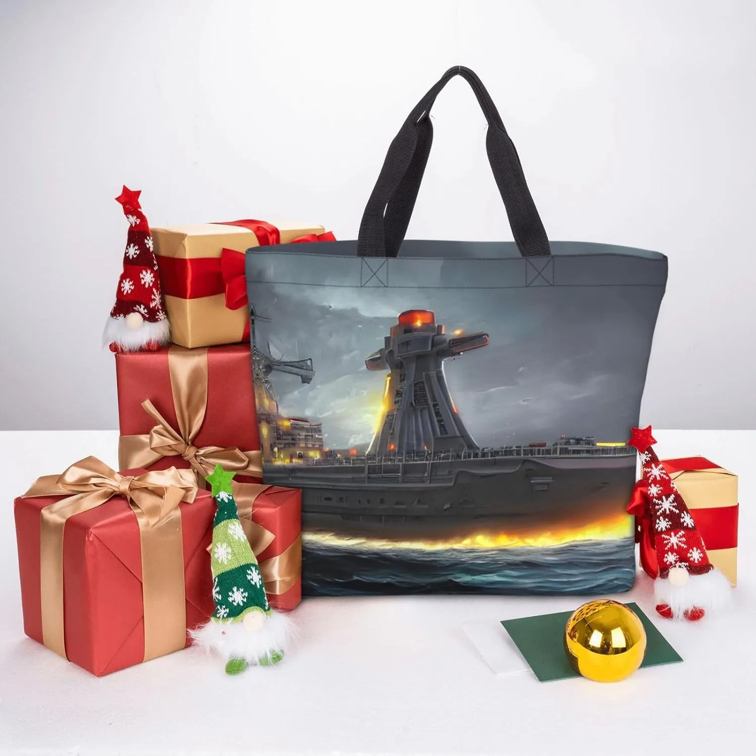 SSIMOO Mallard Ducks Trendy Fashion Shopping Bags,Zippered Convenience Bag,Shopping Tote And Shoulder Bag