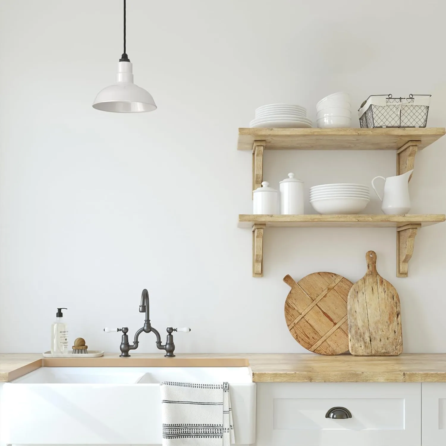 Steel Lighting Co. El Segundo Barn Light | Ceiling Mounted Pendant | 12 inch Dome | Flush Mount | Heavy Duty Steel Farmhouse Light Made in America | Green Exterior/White Interior