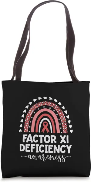 Support Red Rainbow Ribbon Factor 11 Deficiency Awareness Tote Bag