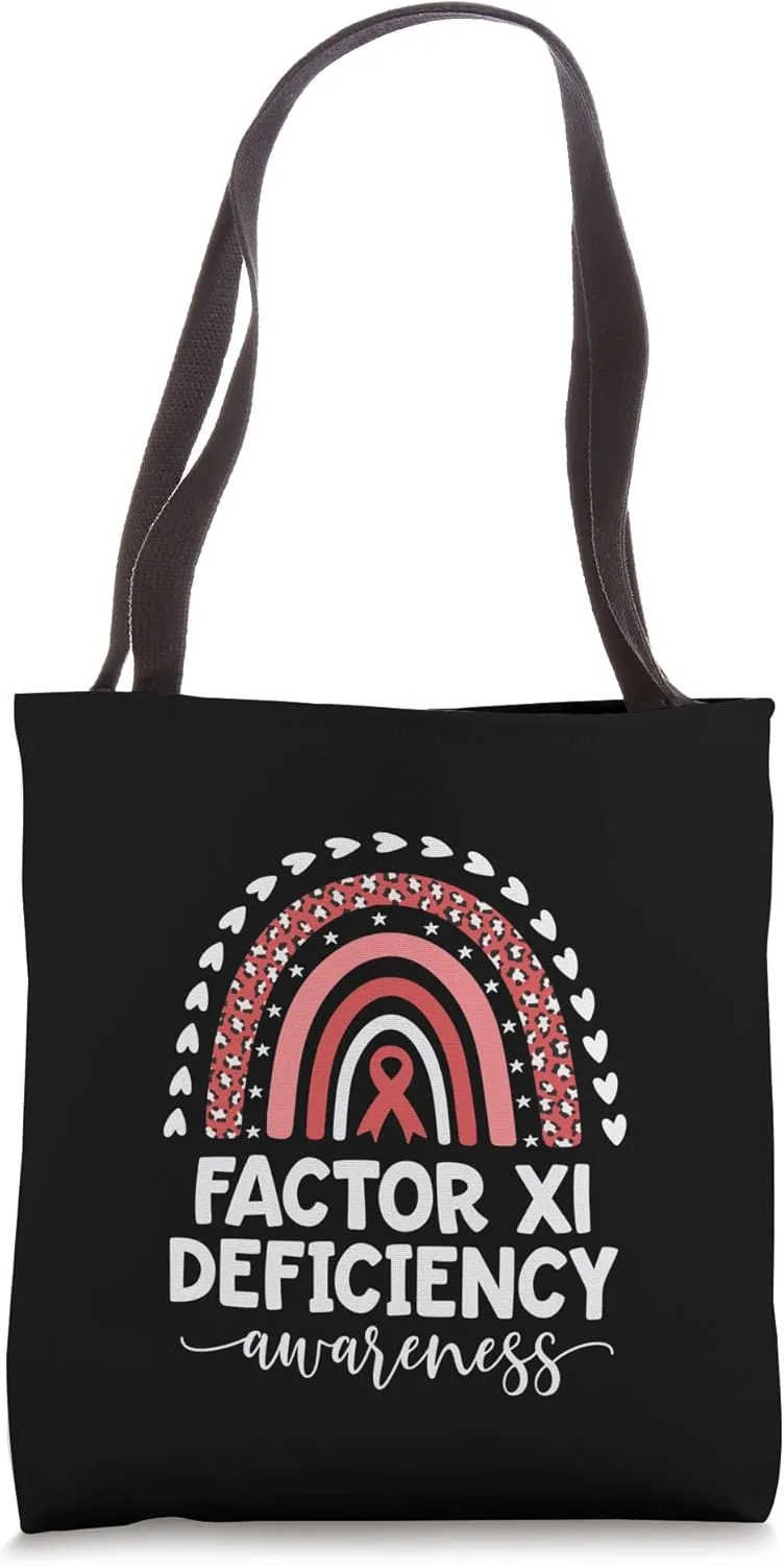 Support Red Rainbow Ribbon Factor 11 Deficiency Awareness Tote Bag