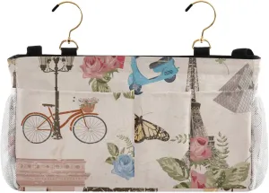 susiyo Vintage Paris Travel Bedside Caddy Bedside Hanging Bedside Caddy Storage Bag for College Dorm Bunk Beds