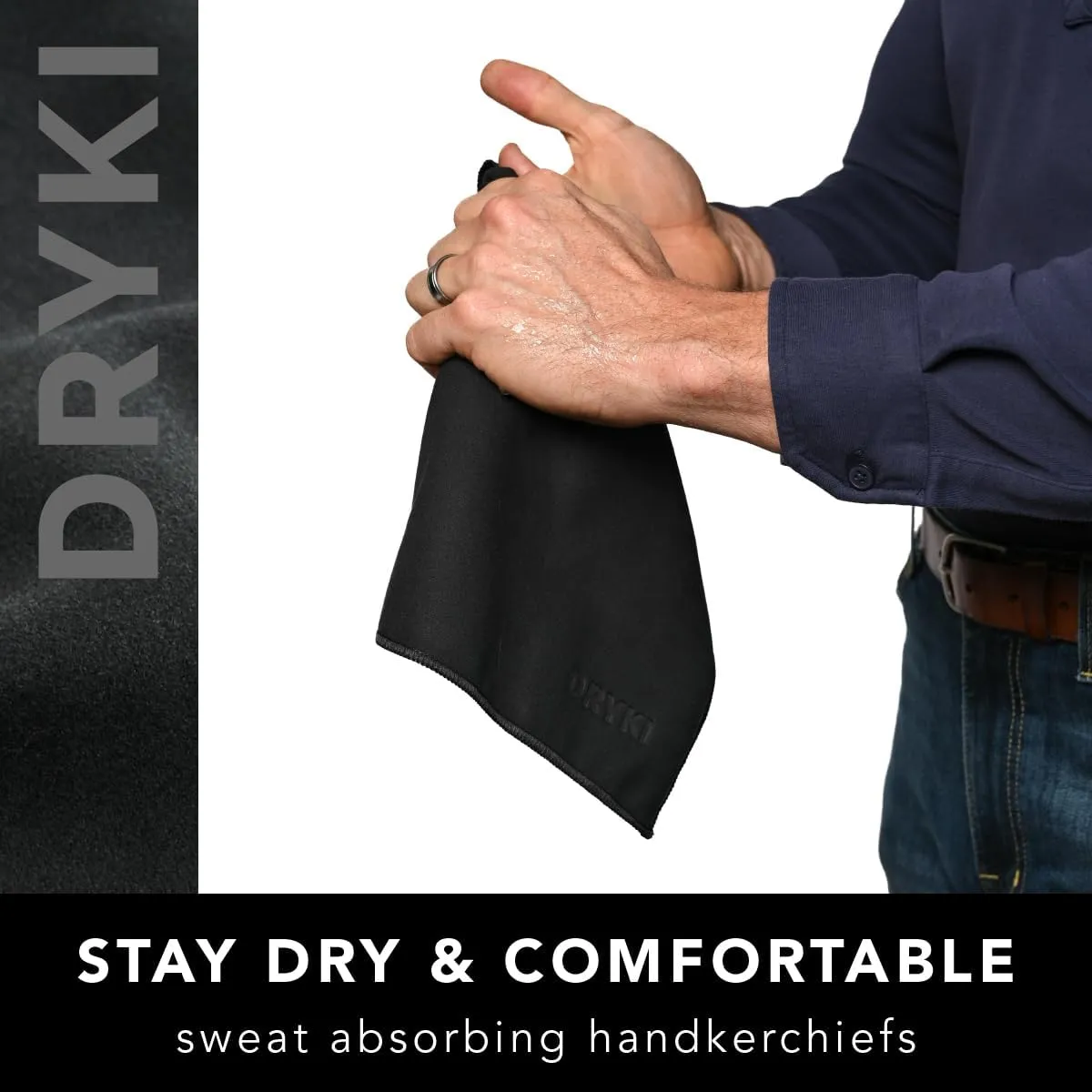 Sweat Absorbing Handkerchiefs - The Original Quick-Dry Microfiber Sweat Rags & Towels for Face, Hands, & Body - Perfect for Gym, Sports, and Work (Black: 5 Pack   Free Bag)
