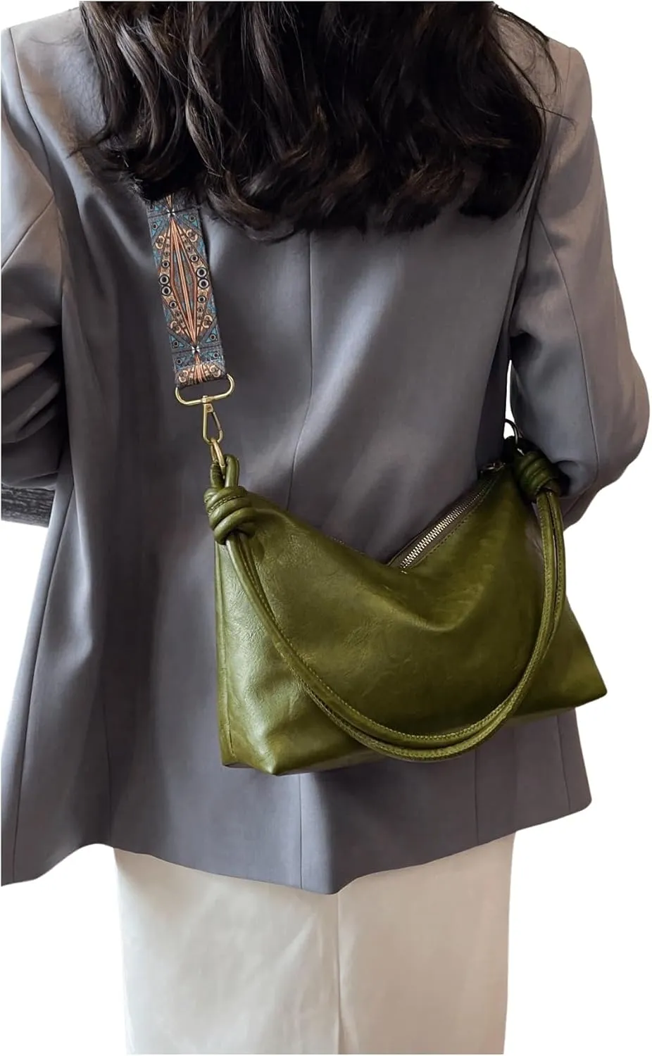 SweatyRocks Women's Minimalist Pu Leather Shoulder Handbag Medium Top Handle Hobo Bag with Zipper