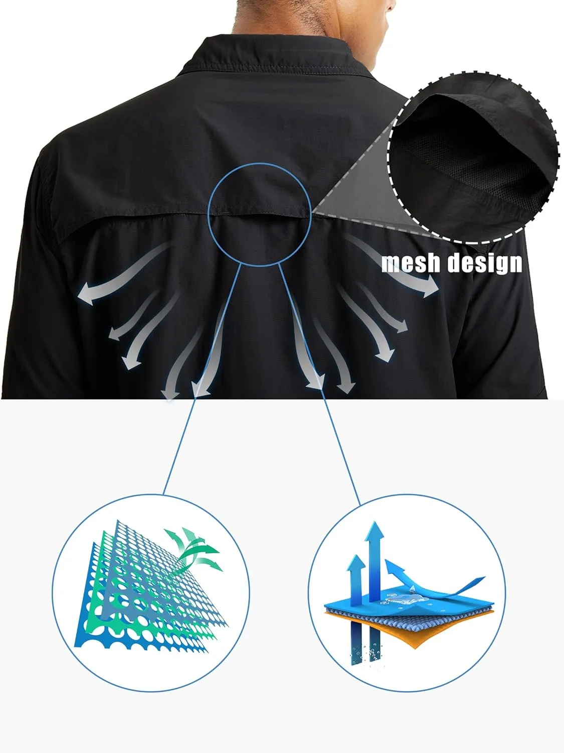 TACVASEN Fishing Shirt for Men, Long Sleeve Shirt Quick Dry Fit, Tactical Shirt Button Up, Work Shirt Lightweight Safari