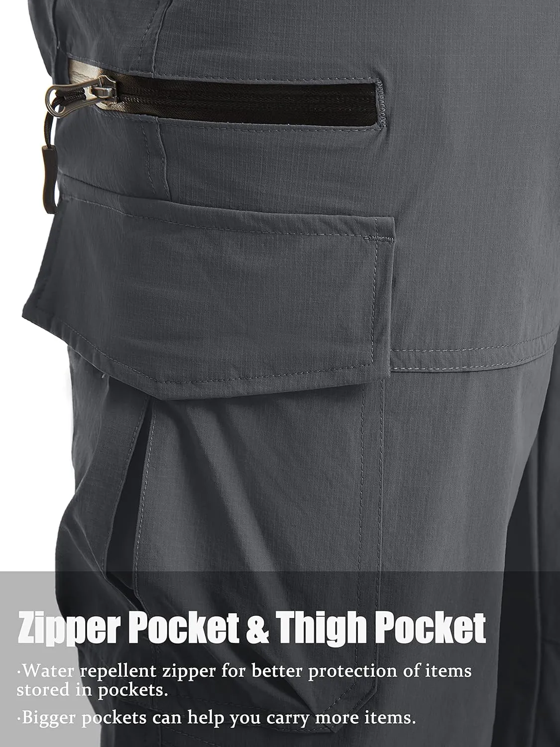 TACVASEN Men's Capri Pants 7 Pockets 3/4 Quick Dry Water Resistant Workout Hiking Summer Long Cargo Shorts Below Knee