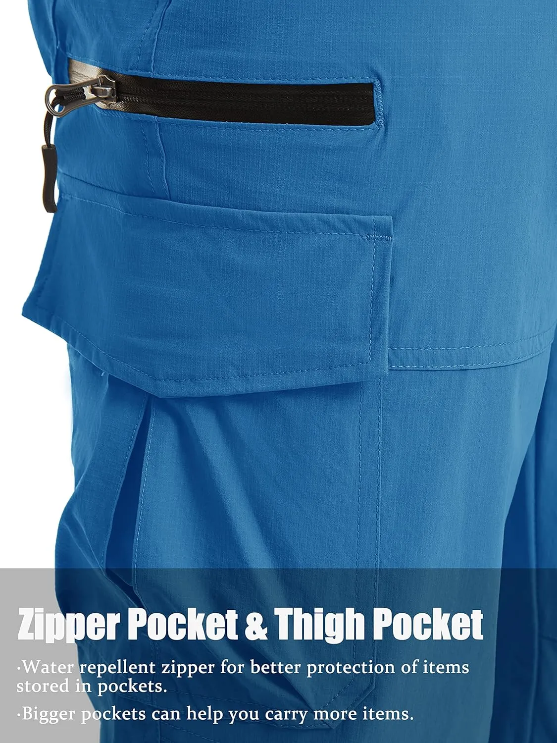 TACVASEN Men's Capri Pants 7 Pockets 3/4 Quick Dry Water Resistant Workout Hiking Summer Long Cargo Shorts Below Knee