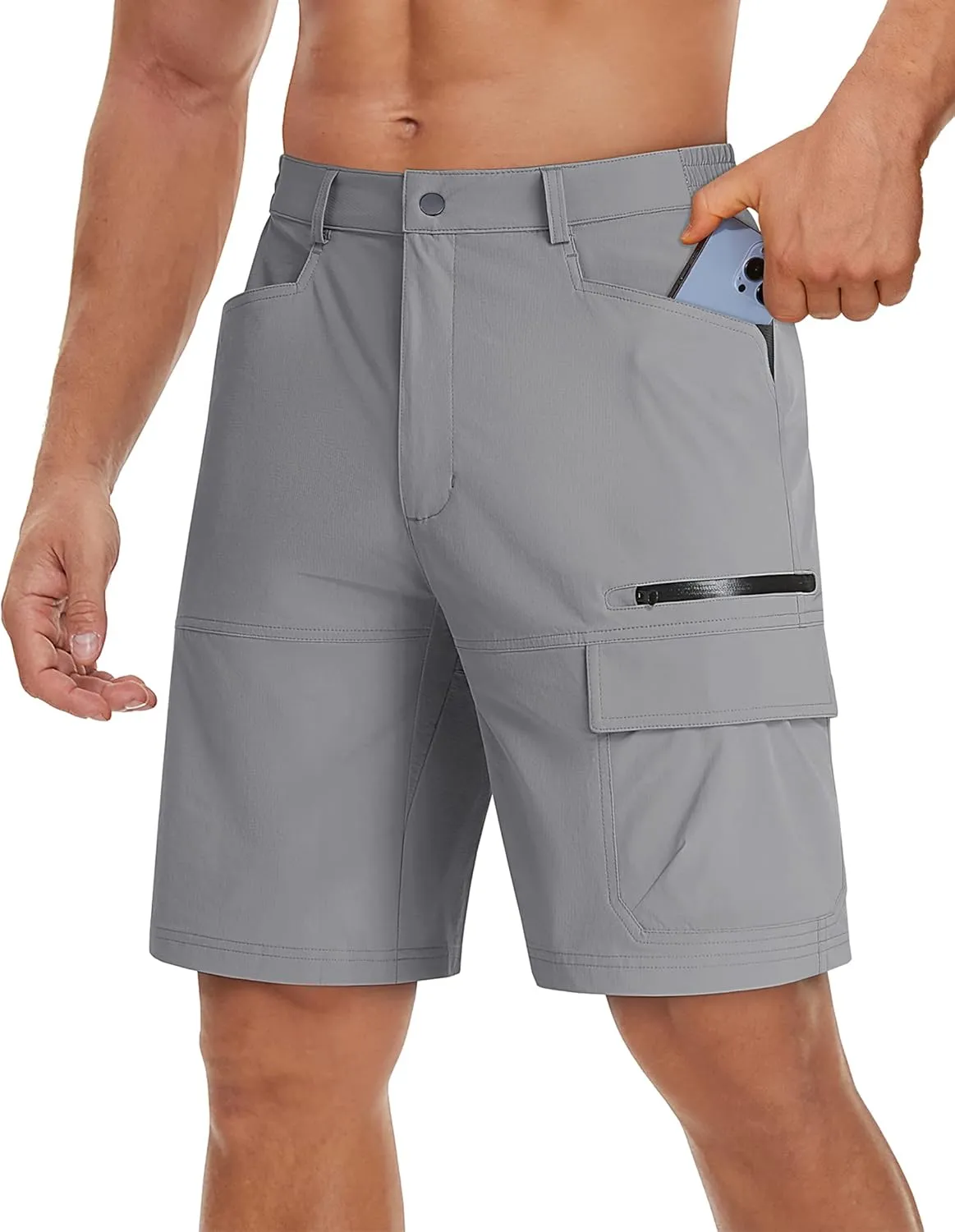 TACVASEN Men's Summer Outdoor Shorts Quick Dry Cargo Casual Work Hiking Shorts (NO Belt)