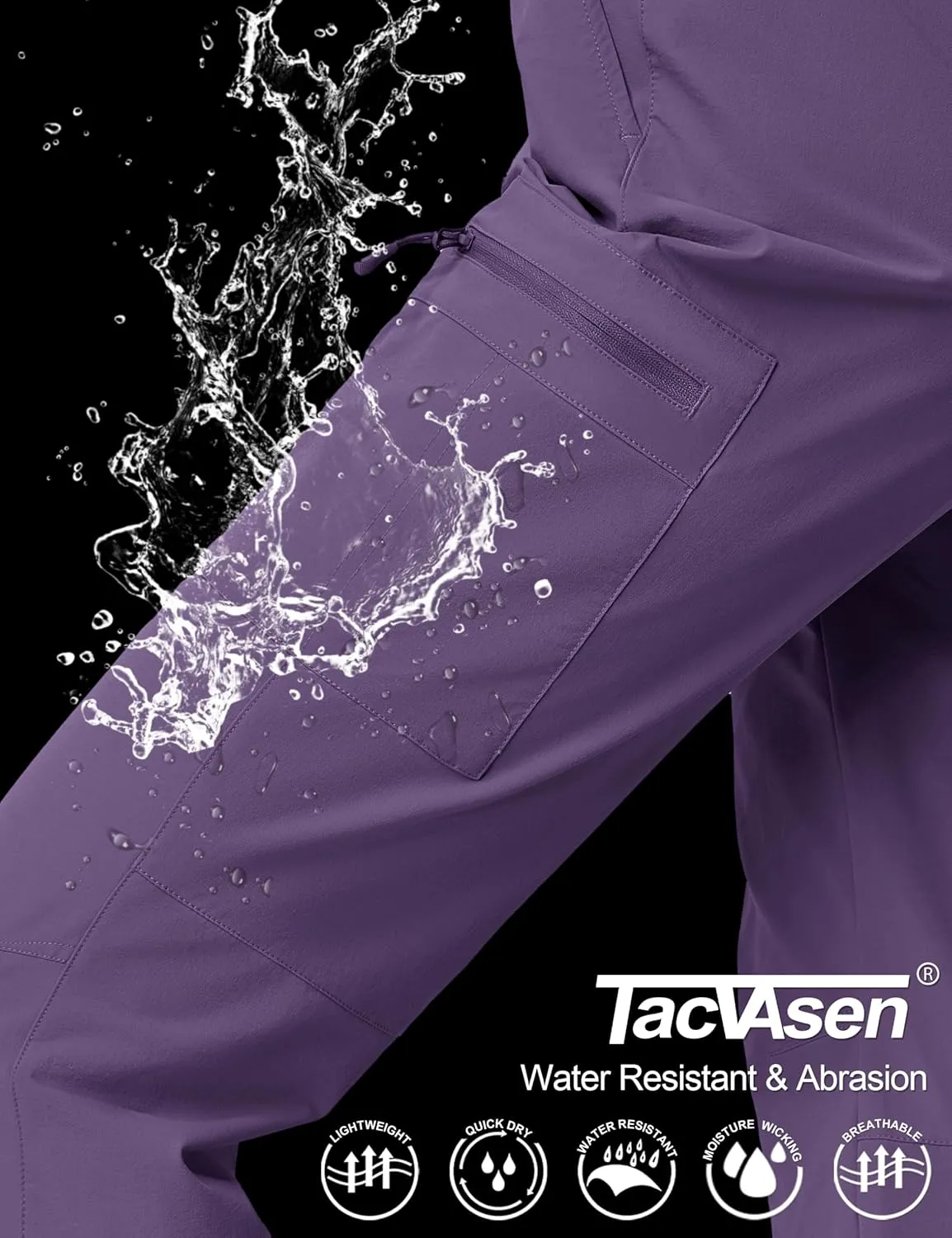 TACVASEN Women's Hiking Cargo Pants Lightweight Water Resistant Quick Dry Outdoor Work Mountain Trouser Zipper Pockets