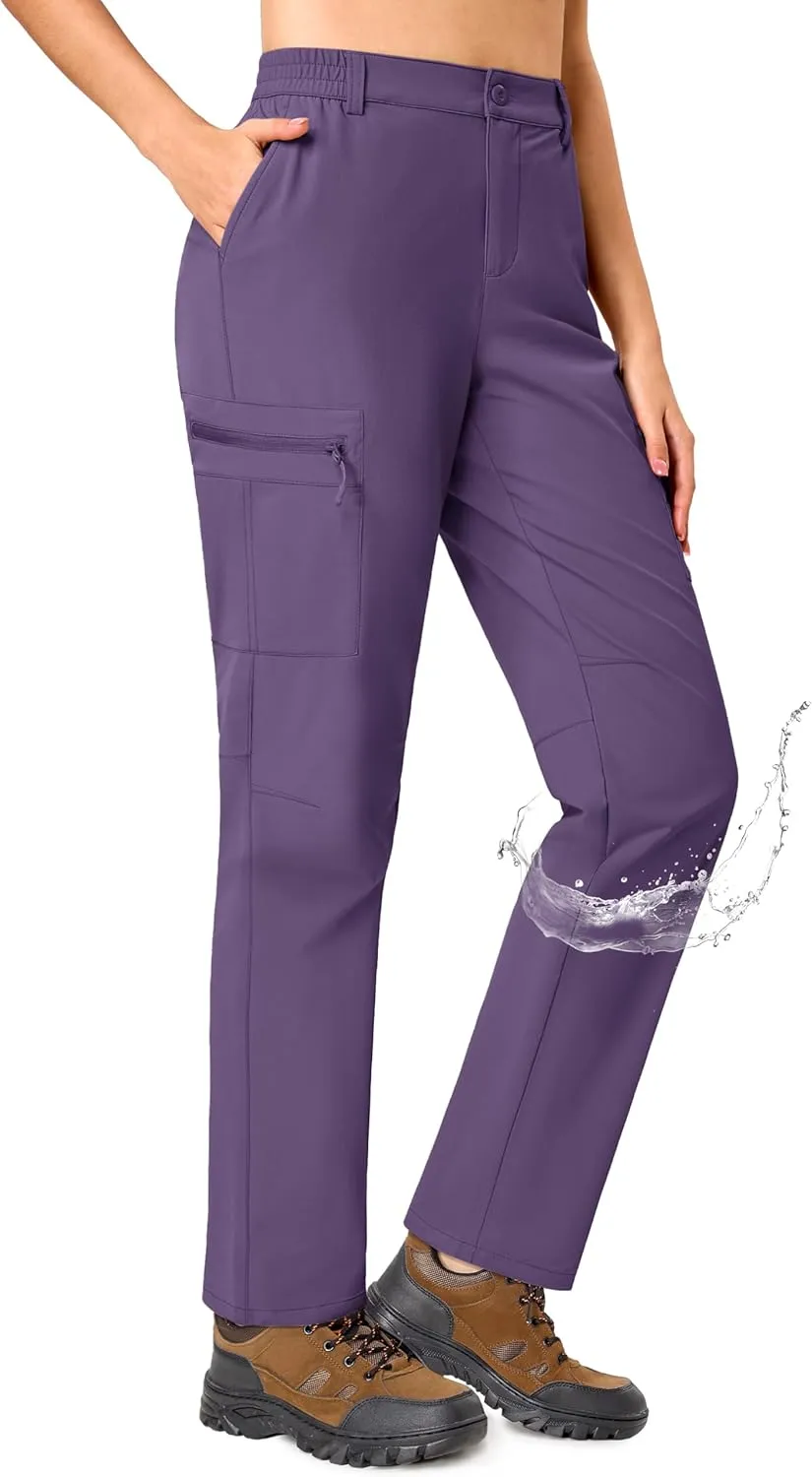 TACVASEN Women's Hiking Cargo Pants Lightweight Water Resistant Quick Dry Outdoor Work Mountain Trouser Zipper Pockets