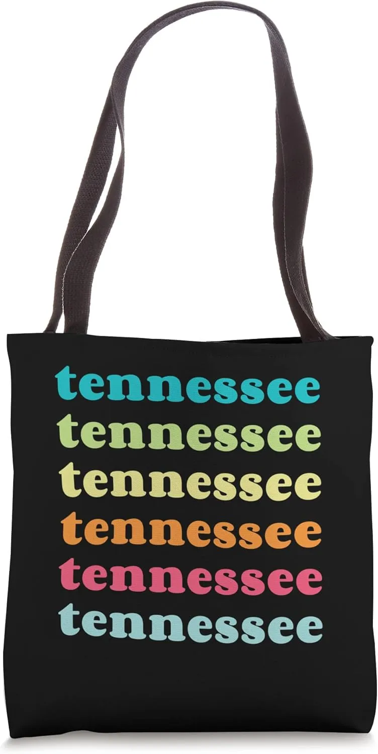 Tennessee Colorful Retro Style Repeating Text Tote Bag