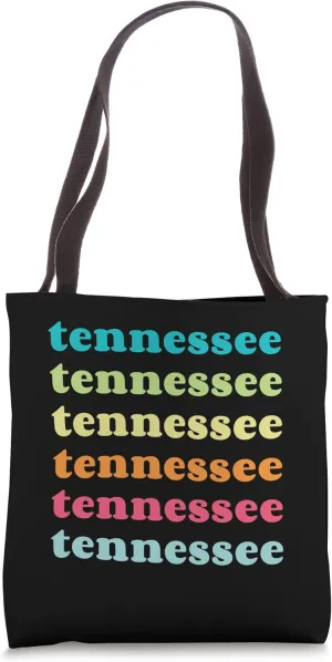 Tennessee Colorful Retro Style Repeating Text Tote Bag