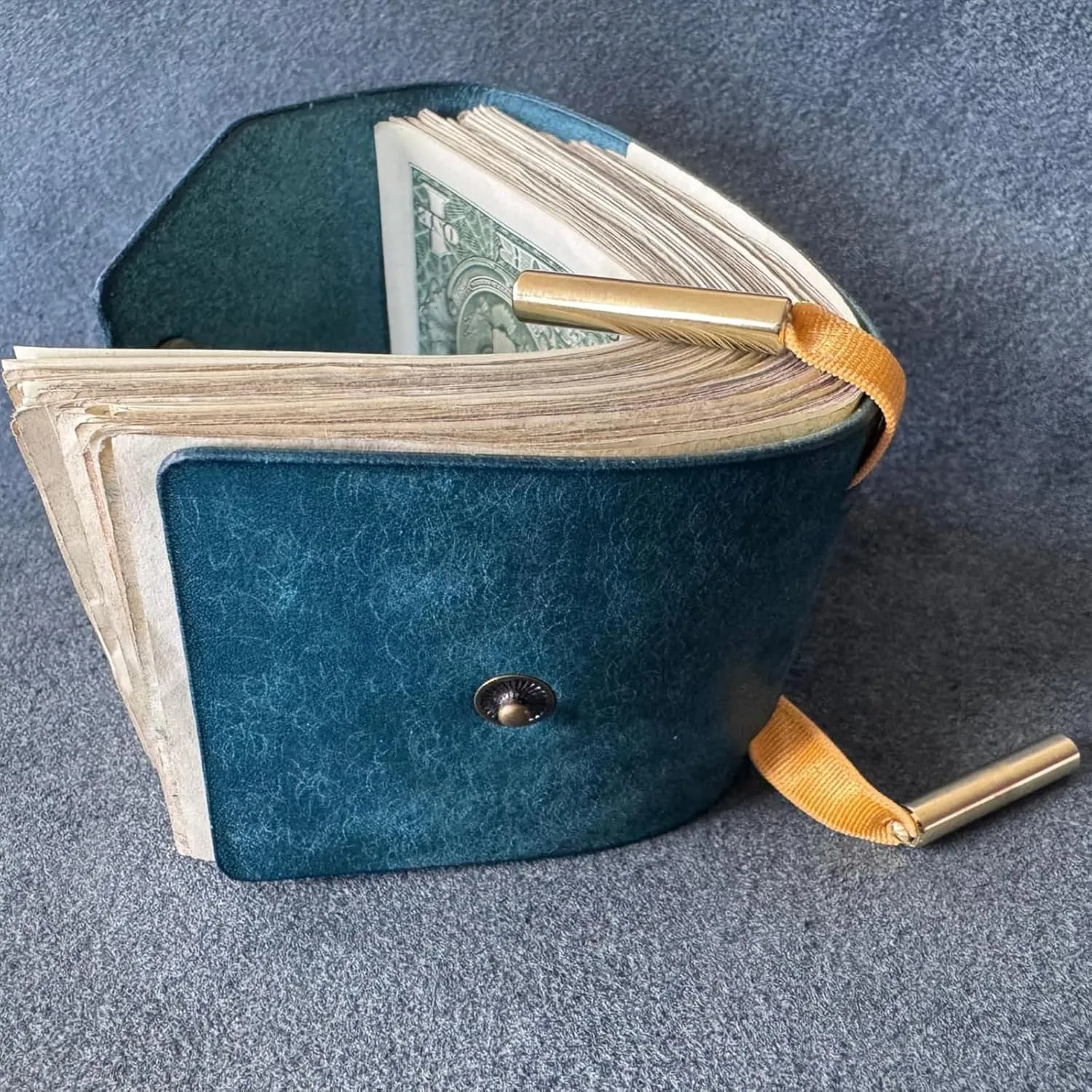 The Cash Wrap Wallet, Fast Cash Access Money Holder for Cash, Handy Purse Bands with Magnetic Clasp, Small Compact Luxury Pocket Wallet 1 to 99 bills (Blue)