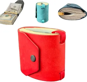 The Cash Wrap Wallet, Fast Cash Access Money Holder for Cash, Handy Purse Bands with Magnetic Clasp, Small Compact Luxury Pocket Wallet 1 to 99 bills (Red)