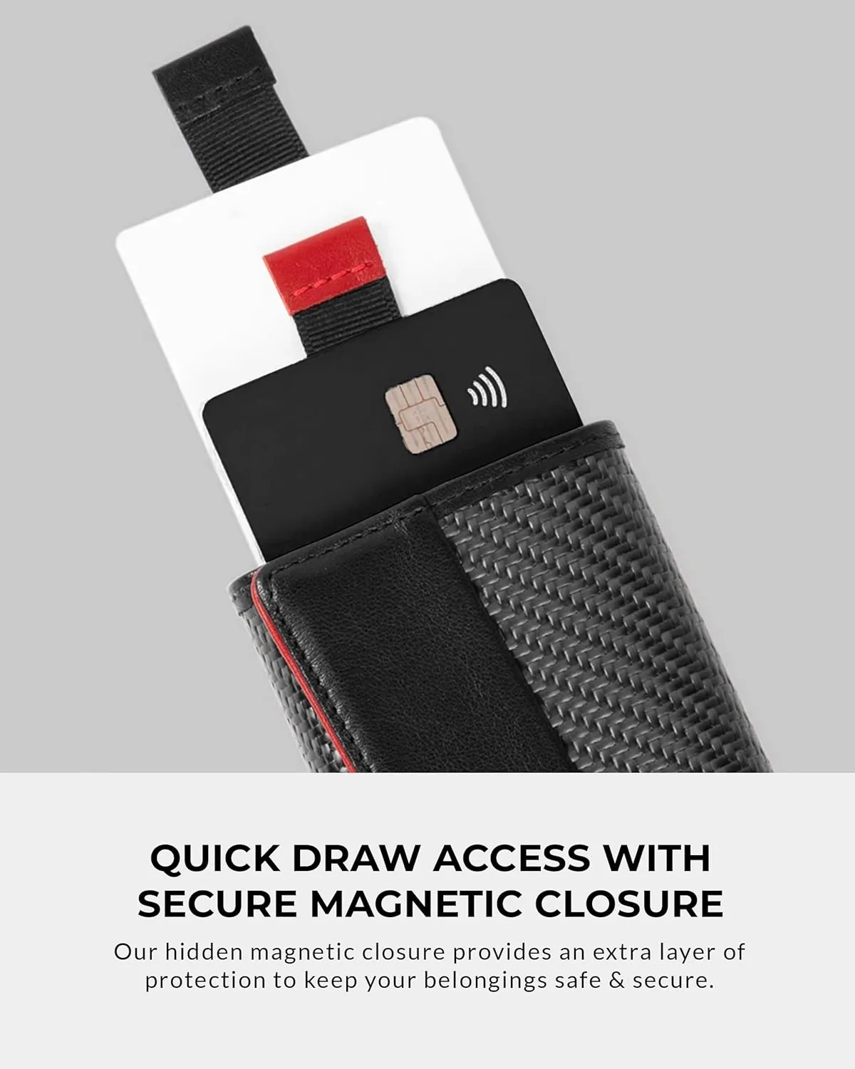 The Frenchie Co. Speed Wallet Mini, Ultra-Slim RFID Blocking Card Holder, Minimalist Front Pocket Wallet for Men & Women, Made of Carbon Fiber, Full-Grain Italian Leather