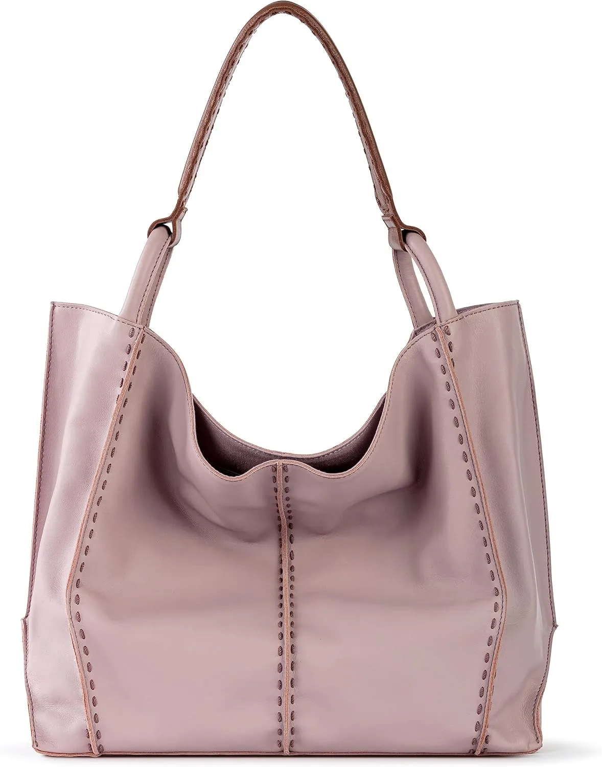 The Sak Los Feliz Large Tote Bag in Leather, Lined Purse with Single Shoulder Strap, Rosewood