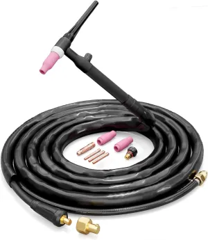 TIG Welding Torch, WP-17V Air-Cooled TIG Welding Torch with 10-25mm² Quick Connector 35-50mm² Adapter, 13 FT Gas Hose for FEIFANKE MIG135 MIG145 MIG250 TIG200P ARC200