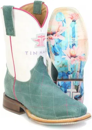 Tin Haul Kid`s Diamond Girl and Cactus Rose Sole Square Toe Boot