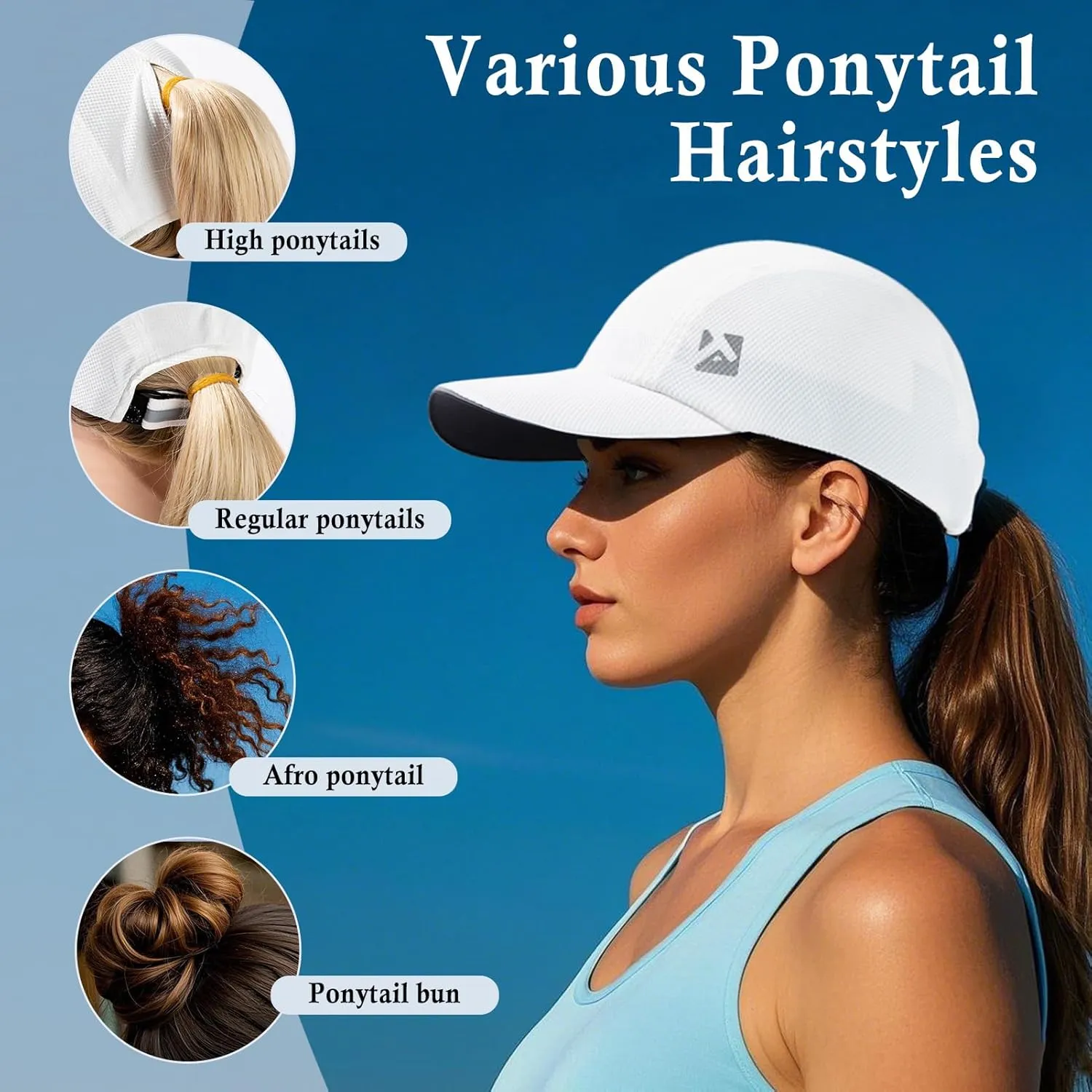 TOP-EX XL/XXL Ponytail Sun Baseball Cap for Women Cooling Running Hat Summer Breathable Mesh Hat
