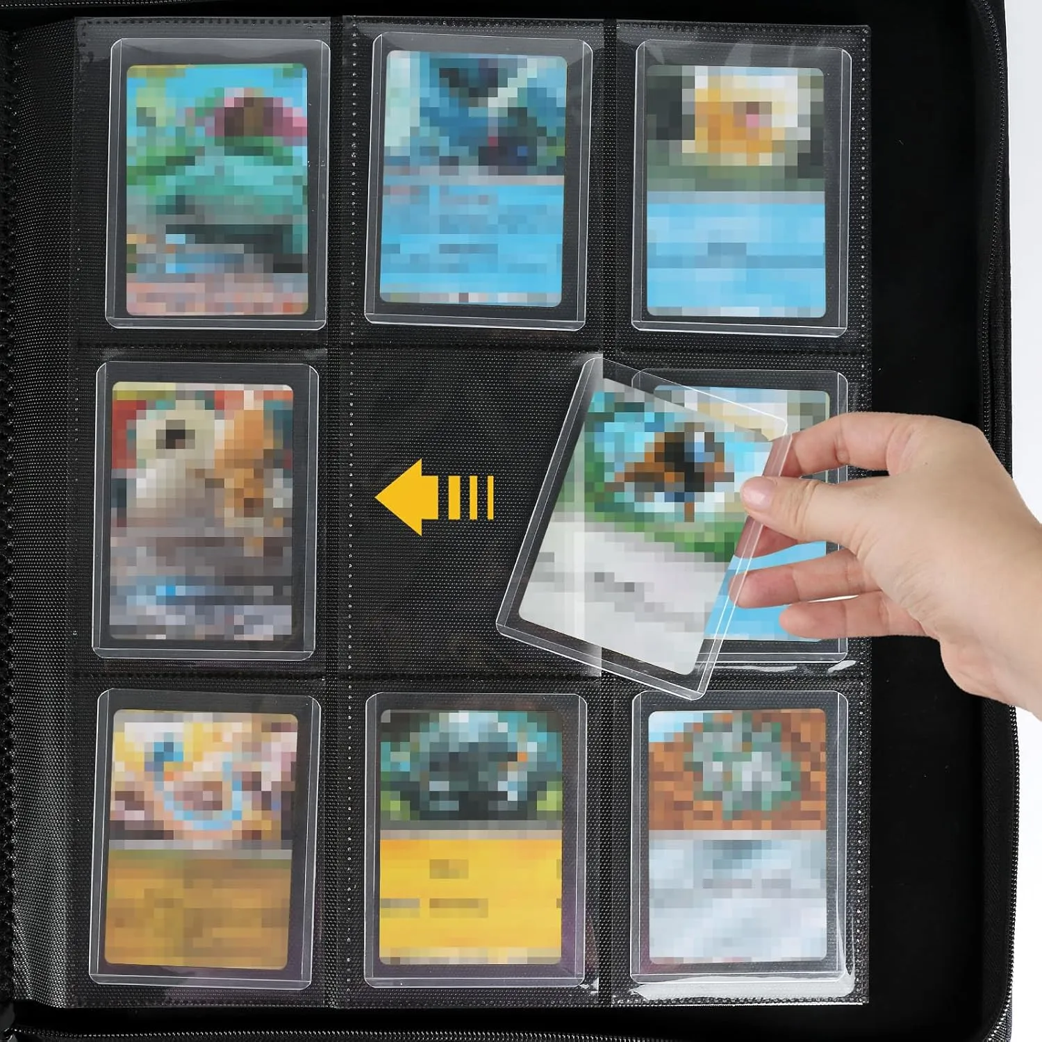 Toploader Binder, Holds 324 Toploaders, 9 Pocket Top Loader Binders with Sleeves for 3 x 4'' Toploaders, Double-Sided Pocket Top Loader Storage Binder, Trading Card Binder - Diamond Green