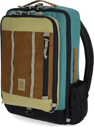 Topo Designs Global Travel Bag 30-40 Liter - Carry-on Compliant Versatile Pack, 3 Carry Options, External Laptop Sleeve (Eco-Friendly, 30L, Caribbean/Dark Khaki)