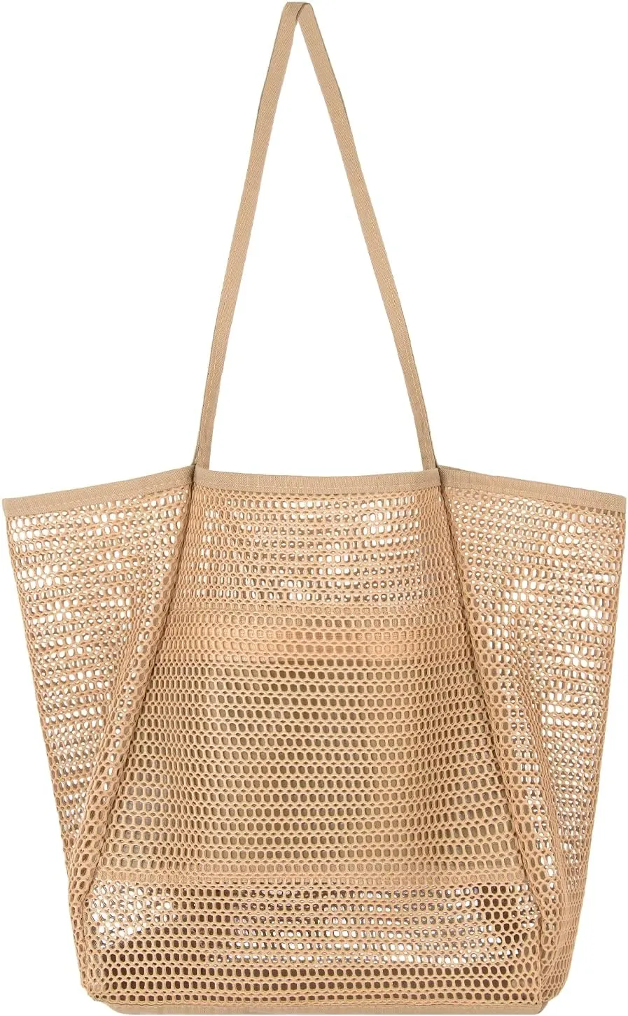 TopTie Mesh Beach Tote Bag, Nylon Shoulder Handbag, Tote Bag with Zippered Pocket for Daily Occasions in Beach, Picnic