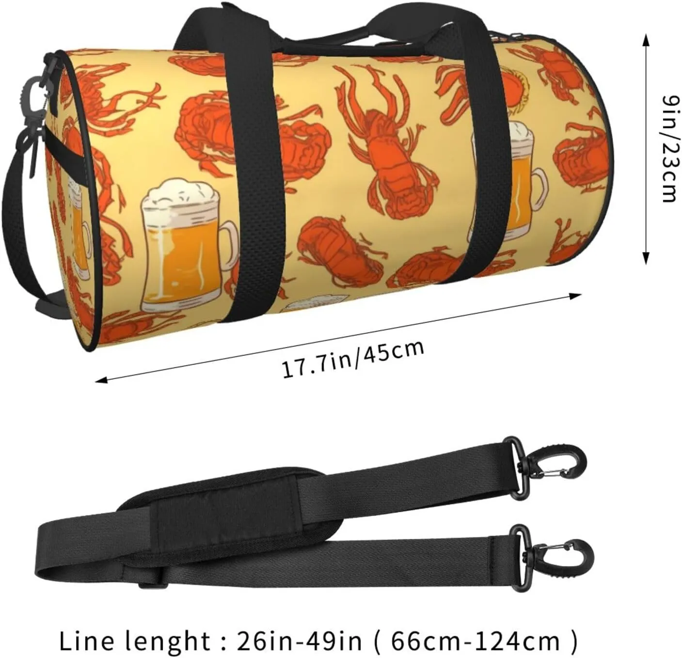 Travel Bag For Women,Beer And Crawfish Pattern Print Personal Item Duffle Bags,Weekend Travel Duffel Tote Bag,Travel Sport Gym Bag For Men,Airplane Travel Essentials For Flying