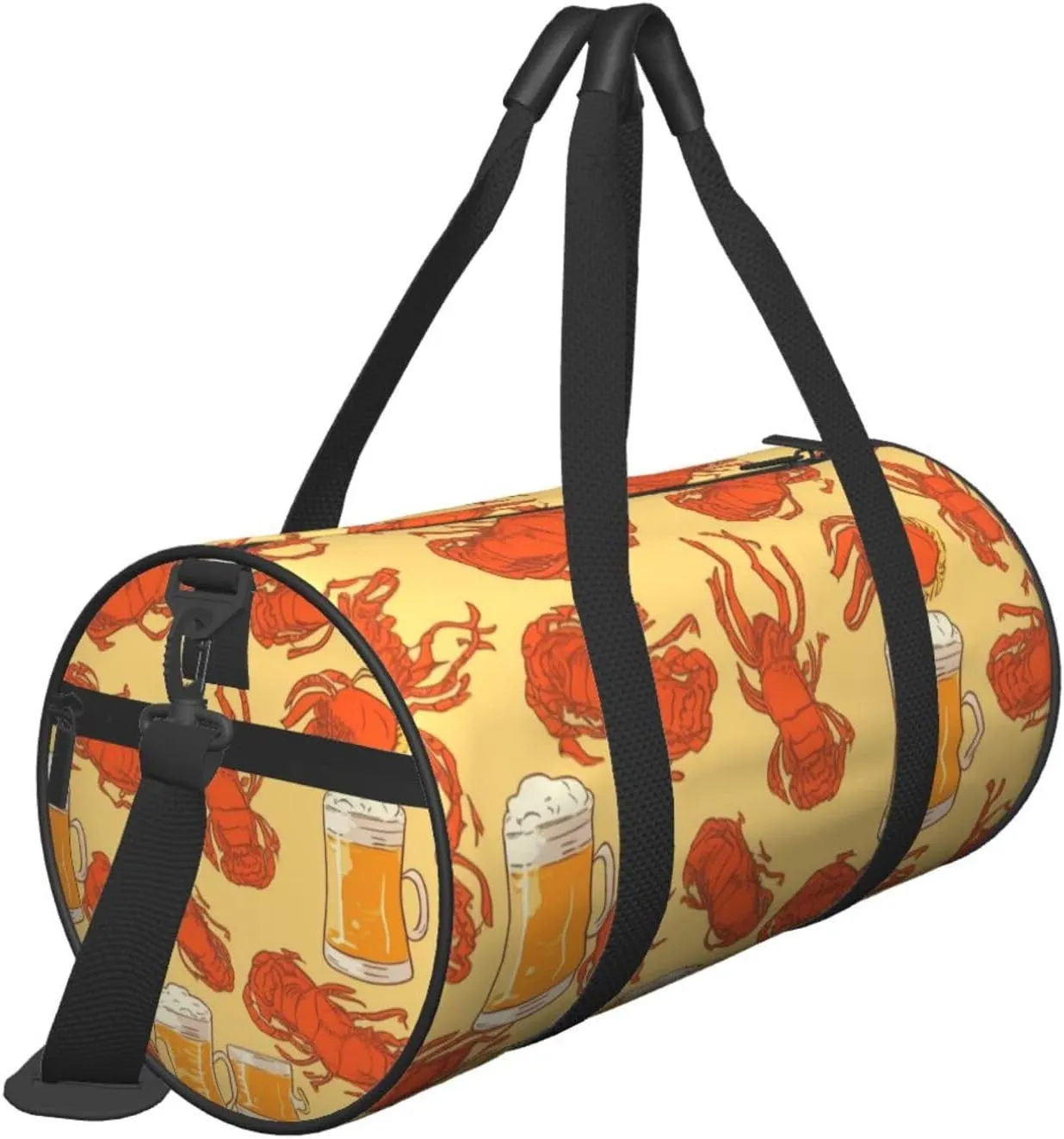 Travel Bag For Women,Beer And Crawfish Pattern Print Personal Item Duffle Bags,Weekend Travel Duffel Tote Bag,Travel Sport Gym Bag For Men,Airplane Travel Essentials For Flying