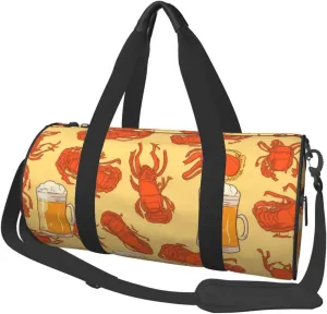 Travel Bag For Women,Beer And Crawfish Pattern Print Personal Item Duffle Bags,Weekend Travel Duffel Tote Bag,Travel Sport Gym Bag For Men,Airplane Travel Essentials For Flying