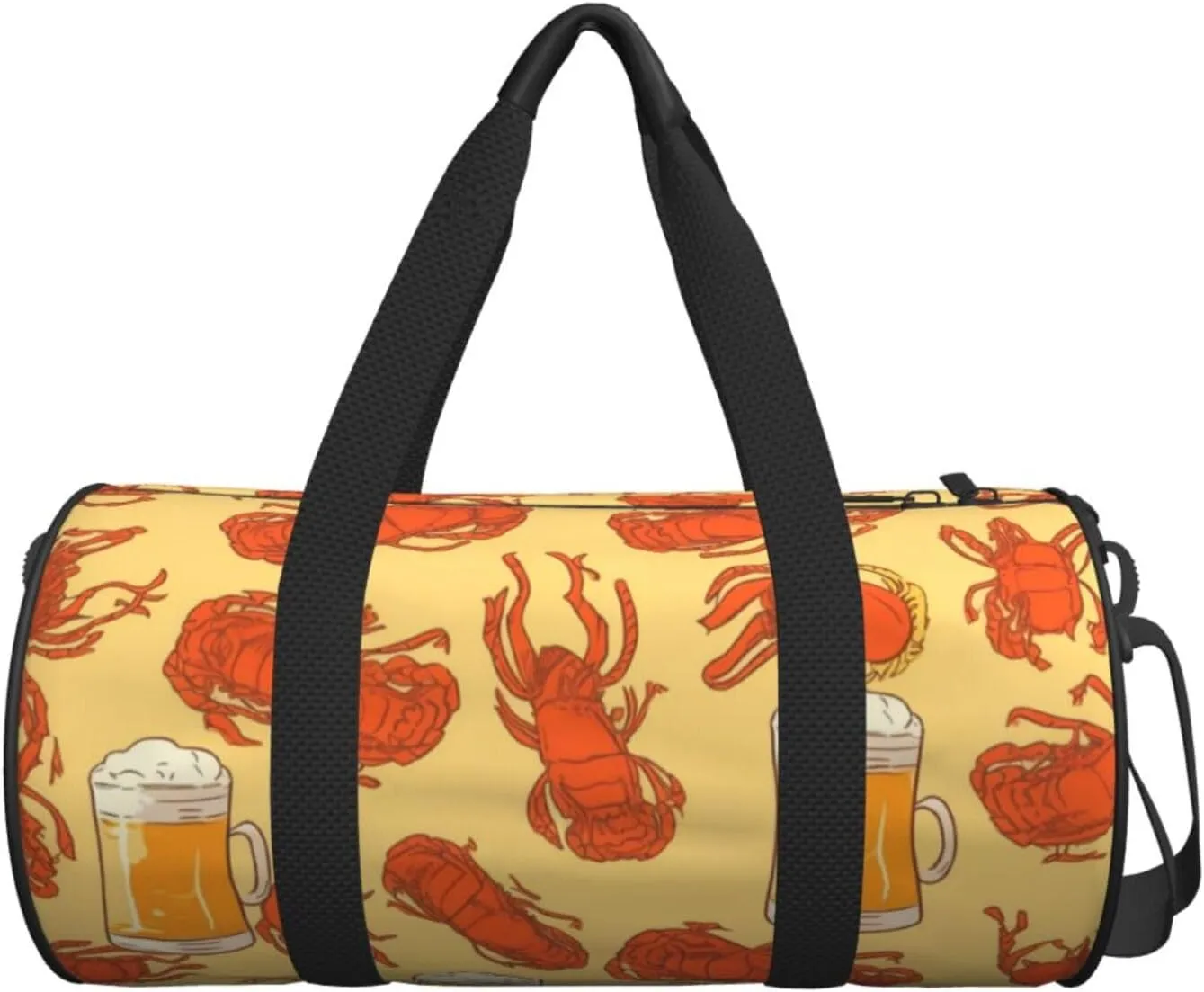 Travel Bag For Women,Beer And Crawfish Pattern Print Personal Item Duffle Bags,Weekend Travel Duffel Tote Bag,Travel Sport Gym Bag For Men,Airplane Travel Essentials For Flying
