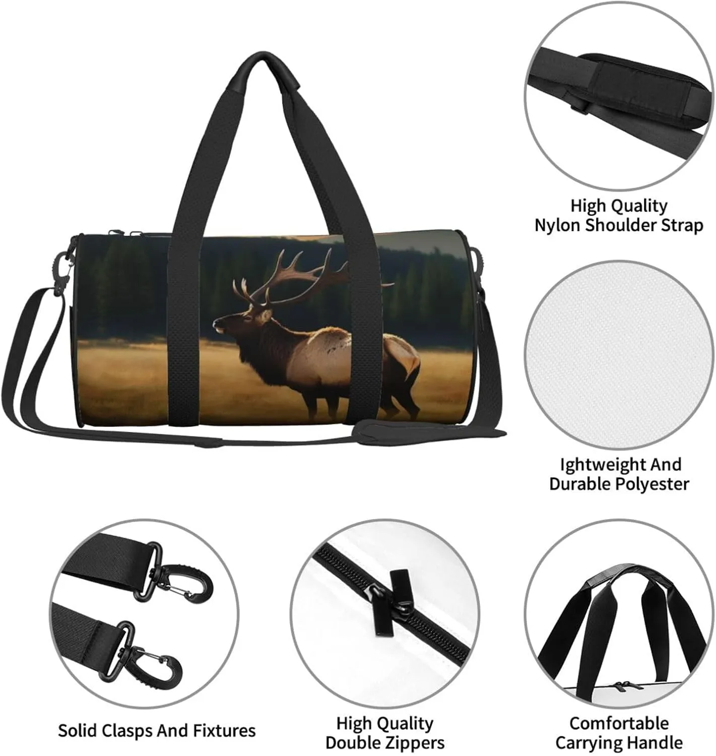 Travel Bag For Women,Elk In The Meadow Print Personal Item Duffle Bags,Weekend Travel Duffel Tote Bag,Travel Sport Gym Bag For Men,Airplane Travel Essentials For Flying