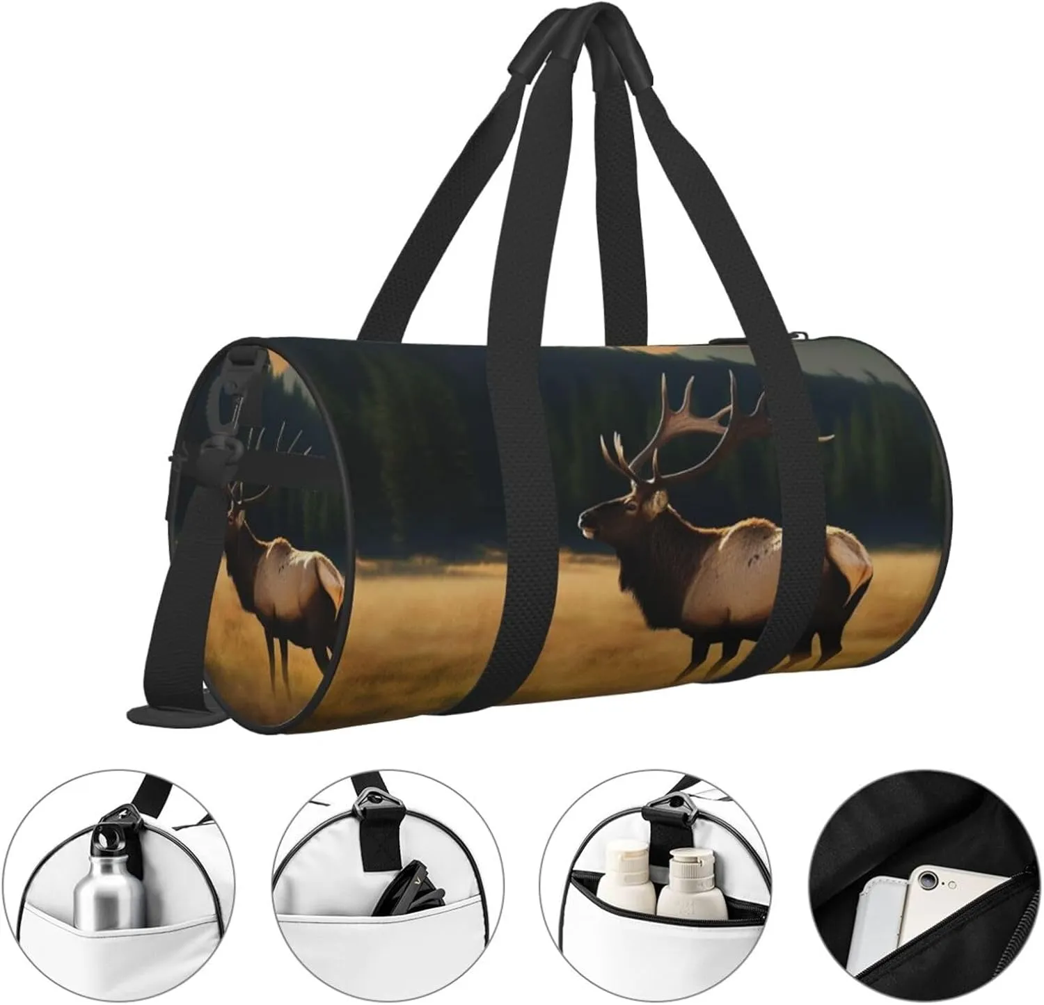 Travel Bag For Women,Elk In The Meadow Print Personal Item Duffle Bags,Weekend Travel Duffel Tote Bag,Travel Sport Gym Bag For Men,Airplane Travel Essentials For Flying